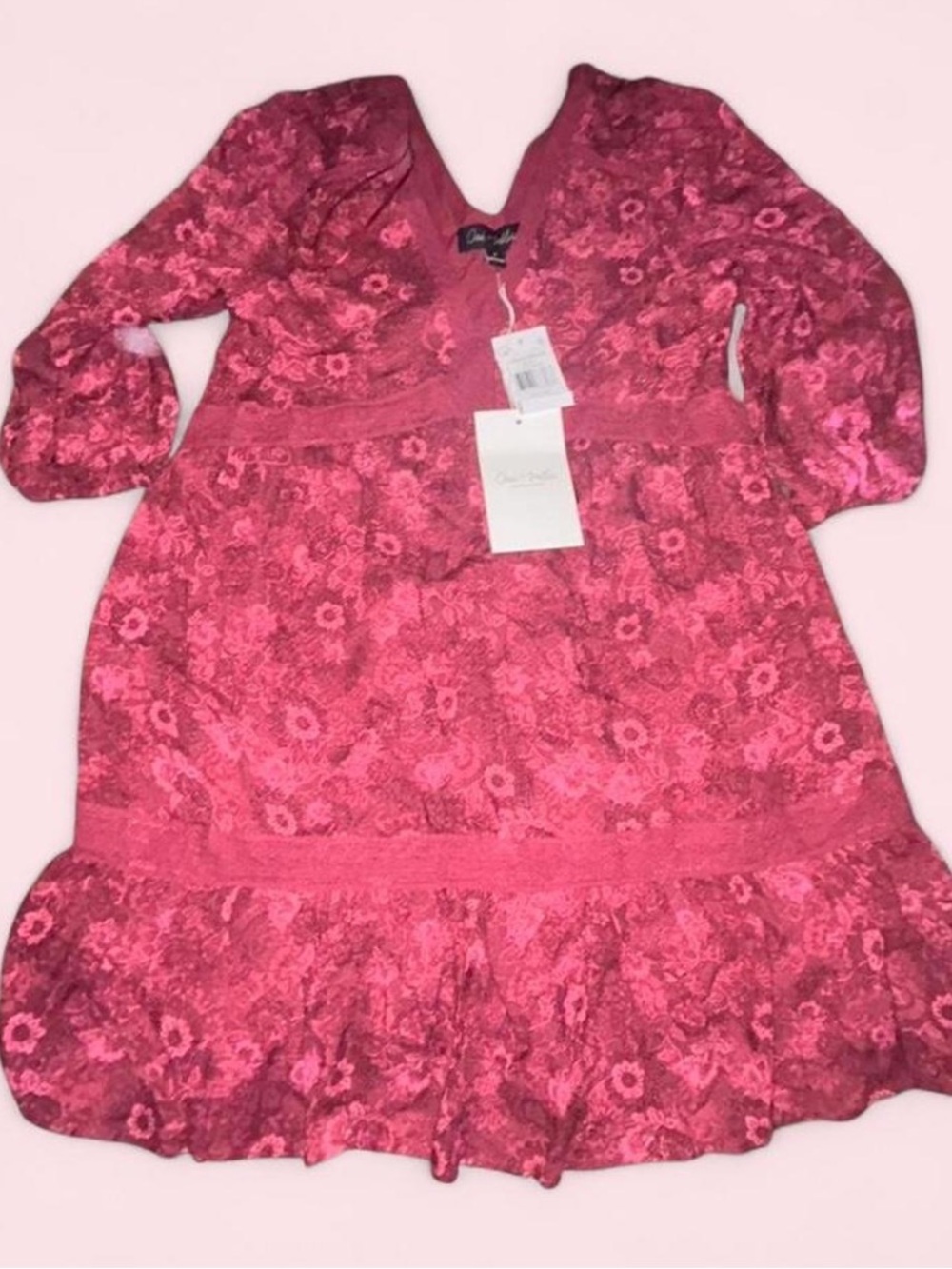 Burgundy Floral Lace Babydoll Dress